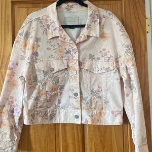 Sanctuary Floral Cropped Jacket XXL Utility Snap Front Pink Boho Spring